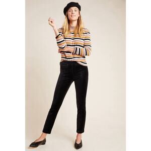 NWT Anthropologie The Essential Velvet Slim Trousers Black size 12 $120